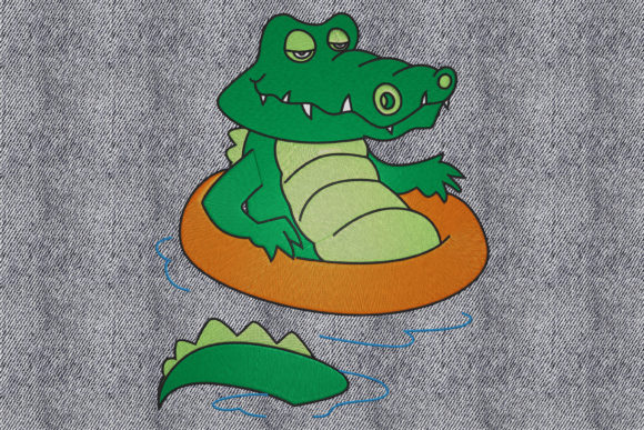Alligator in Pool: A Charming Embroidery Design
