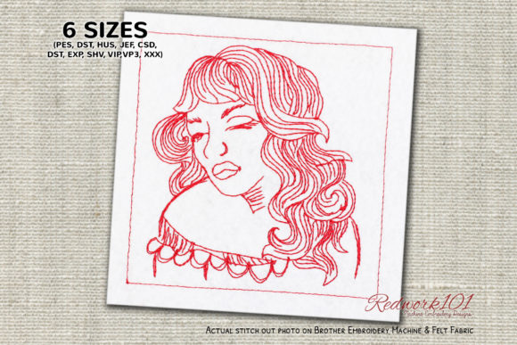 Beautiful Young Girl Redwork: A Charming Addition