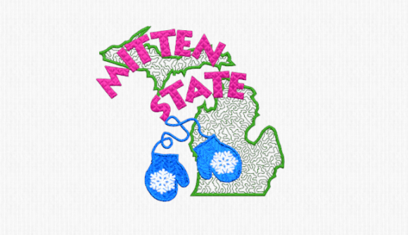 Charming Michigan Mitten State Embroidery