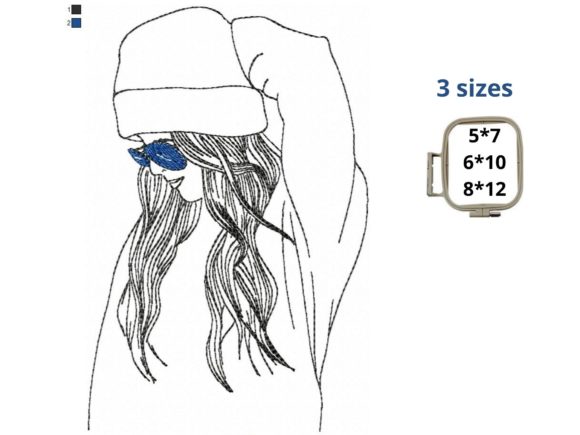 Girl with Glasses: A Modern Embroidery Design