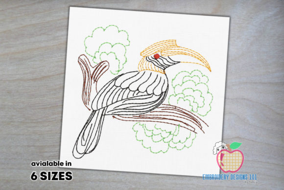 Great Hornbill on Branch Embroidery Review