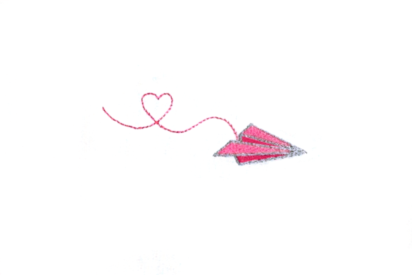 Paper Airplane with Heart Trail Embroidery Review