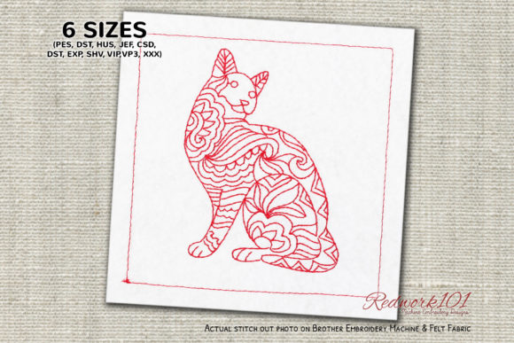 Review: Mandala Patterned Cat Redwork Design