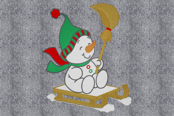 Snowman on the Luge: A Charming Winter Embroidery