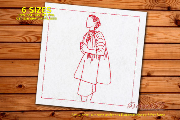 Woman Praying Lineart: A Graceful Embroidery Design